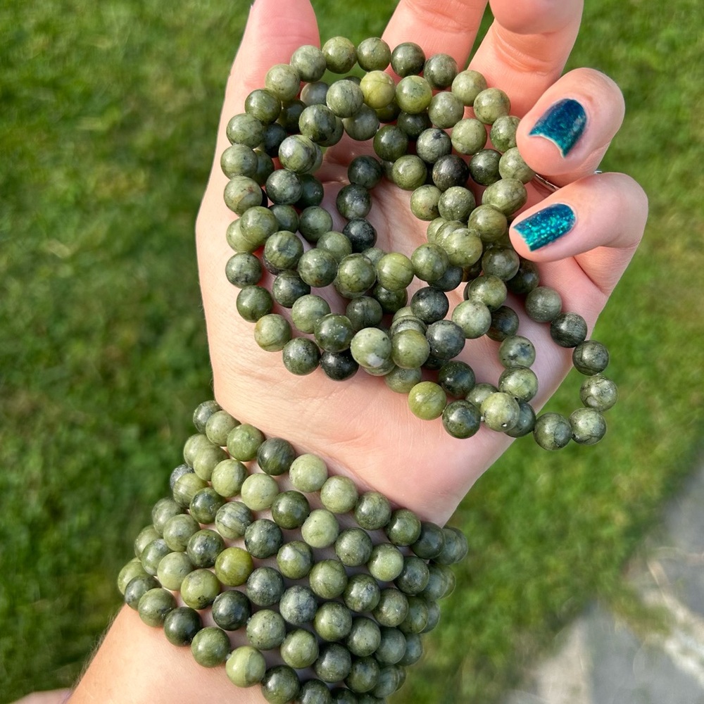 Natural Nephrite Jade 8mm Stone Beaded Bracelet, priced per bracelet